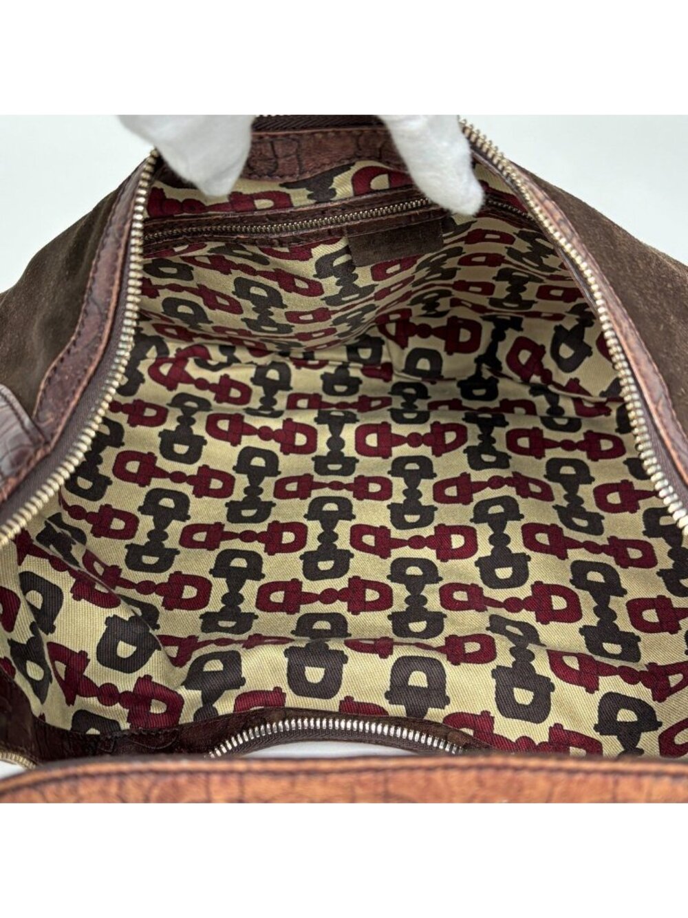 Gucci Horsebit Shoulder Bag Suede Brown - Picture 8 of 8